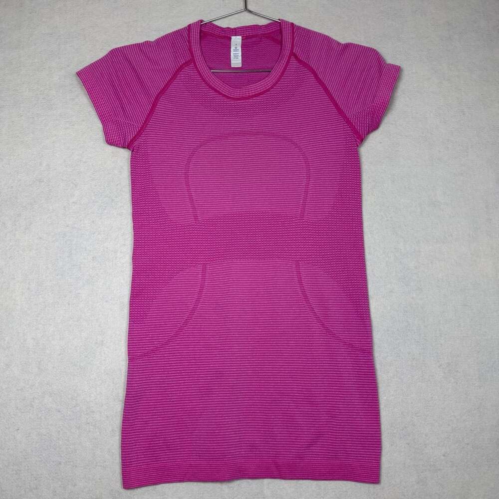 Lululemon Shirt Womens 4 Swiftly Tech Short Sleeve Stripe Top Pink